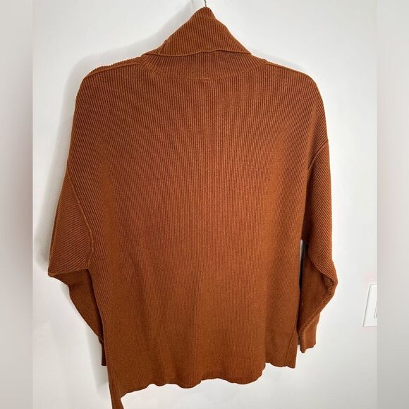 Free People Softly Structured Chestnut Turtleneck Tunic Sweater - Picture 10 of 13